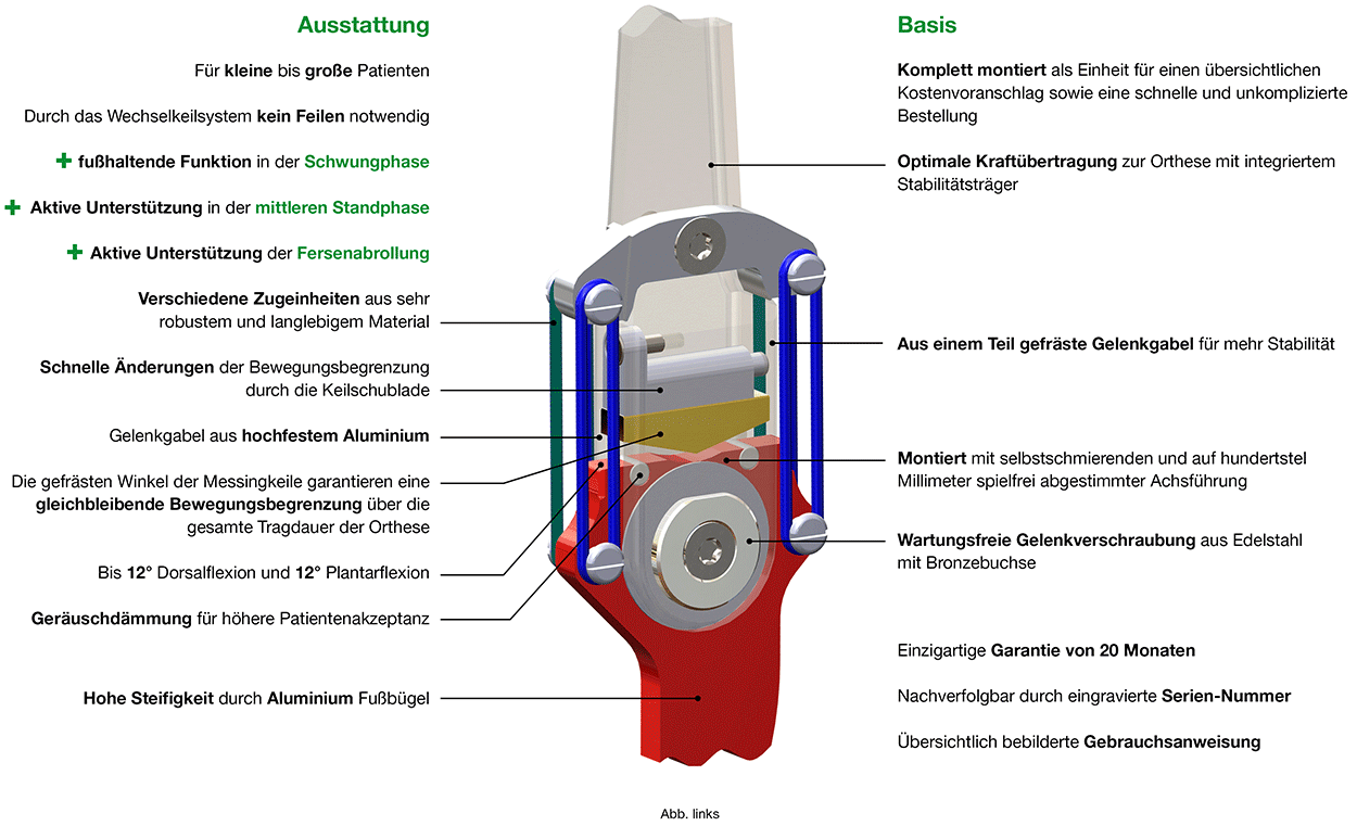 Ausstattung und Vorteile des Ela-Flex Knöchelgelenks